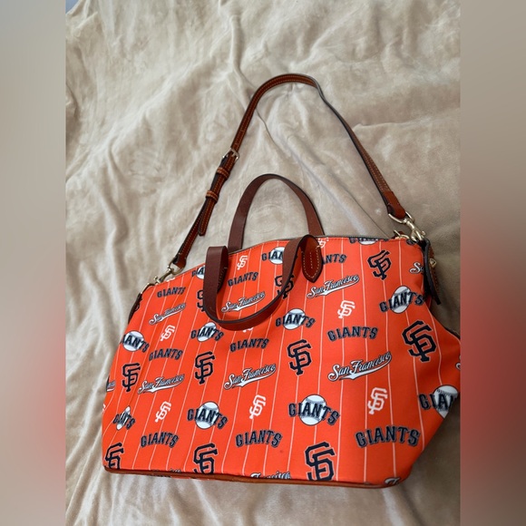 Dooney & Bourke San Francisco Giants Orange Tote Bag Purse Leather Trim - Picture 2 of 10